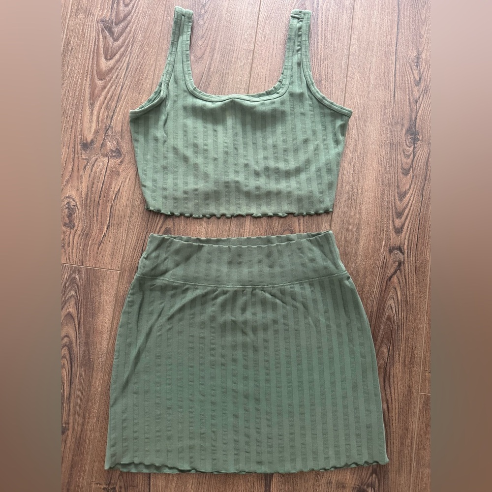 OFFLINE by Aerie Olive Ribbed set